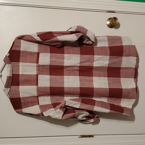 ZanZea women's XXXL (3X) red & white plaid button down collared shirt - Picture 5 of 6